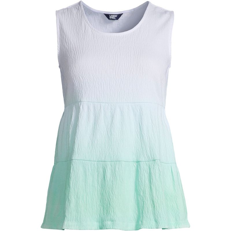 Lands' End Women's Crinkle Knit Tiered Tank Top, 2 of 3