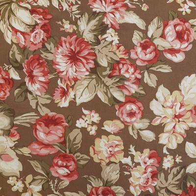 Twin Brown Cotton Reversible Floral Comforter Set