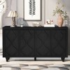 59.6"W Stylish Sideboard with Embossed Curved Doors, Wooden Storage Cabinet with Adjustable Shelves - ModernLuxe - 2 of 4
