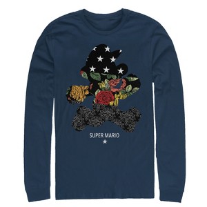 Men's Nintendo Mario Ornate Pattern Long Sleeve Shirt - 1 of 3
