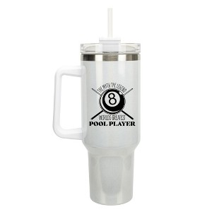 100 North World's Greatest Pool Player 8 Ball Wrap-Around 40 Oz. Stainless Steel Water Bottle Coffee Mug, Spill & Leak Resistant, Travel Tumbler with - 1 of 4
