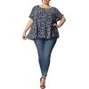 Agnes Orinda Women's Plus Size Polka Dots Casual Round Neck Flutter Sleeve Peplum Babydoll Blouses - 2 of 4