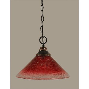Toltec Lighting Any 1 - Light Pendant in  Black Copper with 12" Raspberry Crystal Shade - 1 of 1