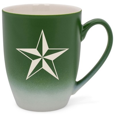 100 North Green and White Two Toned Ombre, 10 Ounce, Comfortably Fits Your Hands, Ceramic Tea Coffee Cup Mug, Nautical North Star