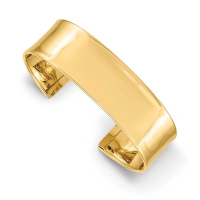 Black Bow Jewelry 19mm 14k Yellow Gold Polished Solid Cuff Bangle Bracelet