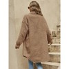 Womens Cozy Fleece Long Coats Button Down Faux Fur Jackets with Flat Pockets Fuzzy Jackets Thick Fleeced Winter Warm Coats Long Outwear - 2 of 4