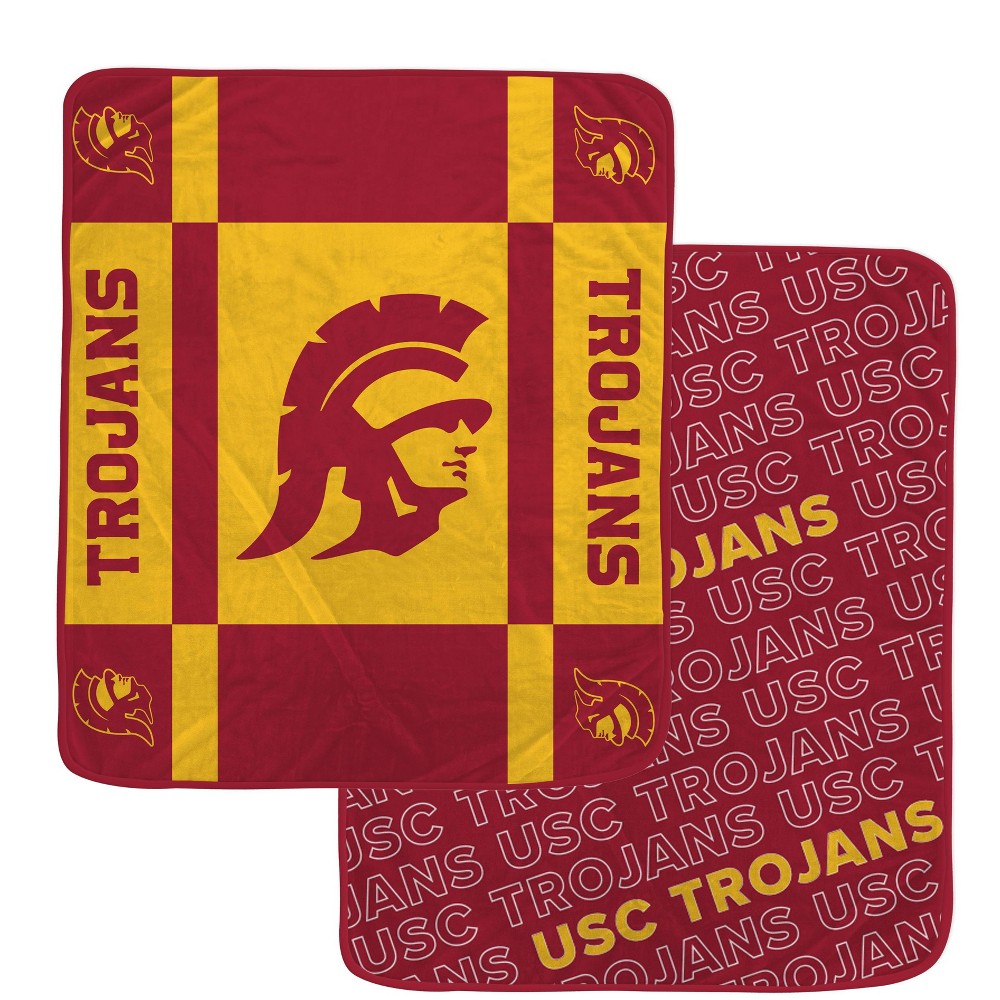 Photos - Duvet NCAA USC Trojans Reverse Block Double Sided Ultra Cozy Blanket