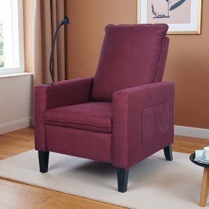 29" Fabric Recliner Chair with Push-Back, Cup Holder, and Phone Slot - 1 of 4