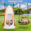 Etokfoks Swing Set for Backyard 1 Detachable Hanging Tent Saucer Swing 32 in and 1 Belt Swing Seat Heavy Duty Metal A Frame 1 Set - 4 of 4