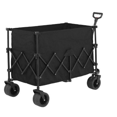 Grungis Heavy Duty Foldable Wagon Cart,Shopping Cart with Big All-Terrain Beach Wheels & Drink Holders,Utility Cart for Camping,Shopping