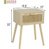 Rattan Nightstand, Bedside Table with Rattan Drawer, Wood End Table with Storage and Solid Wood Legs - 2 of 4