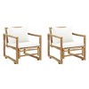 vidaXL Garden Chair Set of 2 Bamboo Bamboo, Polyester Standard Durable - 2 of 4