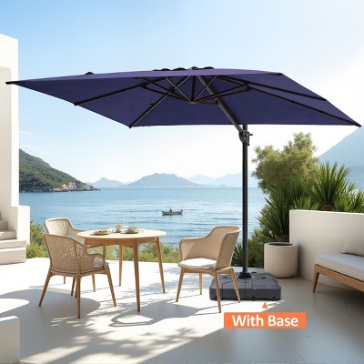 Pellebant 9x11FT Cantilever Umbrella Outdoor 360 Degree Rotation Offset Umbrella 6 Heights Adjustable with Base Black