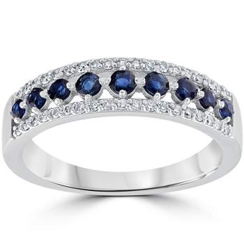 Pompeii3 5/8 cttw Blue Sapphire & Diamond Wedding Ring Womens Band 14k White Gold