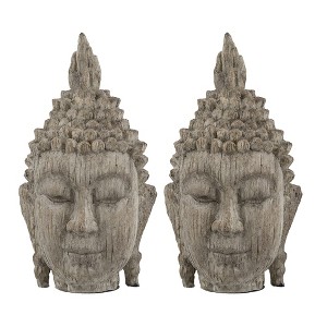 Dexmalle Meditating Buddha Head Sculpture Set of 2 - 1 of 4