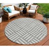Gray And Ivory Geometric Washable Indoor Outdoor Area Rug - 2 of 4