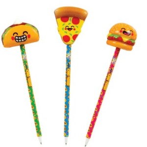 Squishy Snack Pens (3 Pack) - Stress Relief Fidget, Taco, Burger, Pizza Fun Designs, Black Ink (Approx. 8 Inch) - 1 of 4