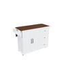 JUJABU 53.54'' White Kitchen Island Cart with Drop Leaf, Storage Shelves, Wheels and Wood Top - 2 of 4