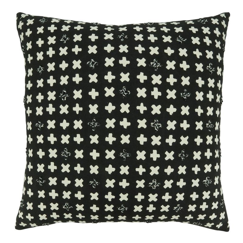 20&#34;x20&#34; Oversize Embroidered Crosses Design with Poly Filling Square Throw Pillow Black - Saro Lifestyle, 1 of 5