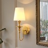 DORESshop 2-Pack Traditional Indoor Wall Lights with Ladder Column White TC Fabric Shades, 2W RGBCW Dimmable LED, Copper Finish, IR Remote - 2 of 4