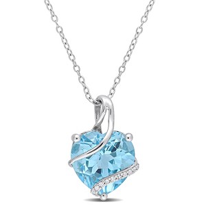 EVERLY JEWELRY | Sterling Silver 0.05 CT Diamond TW & 7 CT TGW Blue Topaz - Sky Fashion Pendant With Chain - 1 of 4