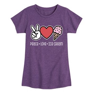 Girls' - Instant Message - Peace Love Ice Cream Fitted Short Sleeve Graphic T-Shirt - 1 of 4