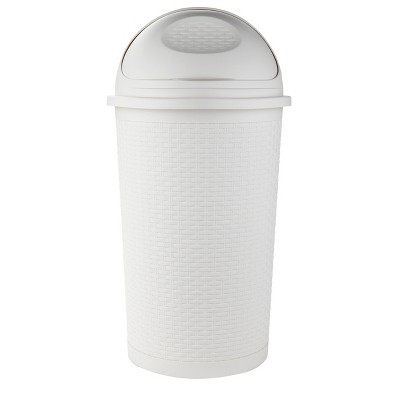 Mind Reader Rattan Trash Can, 14.5 Gallon, Ivory