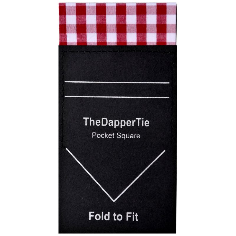 TheDapperTie - Men's Cotton Gingham Checks Flat Pre Folded Pocket Square on Card, 1 of 4