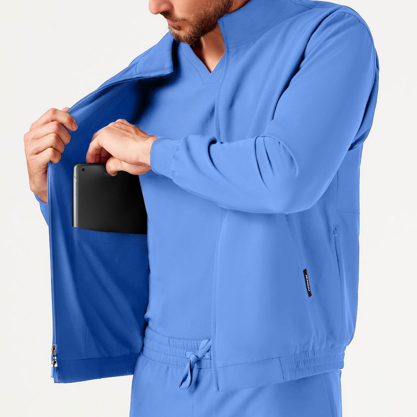 Мужская куртка Jaanuu Wolfe Everyday 6-Pocket Scrub Jacket UltraLAST Fabric - Ceil Blue, цвет: Синий — фото 4