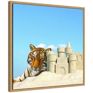 Kate & Laurel All Things Decor 22"x22" Sylvie Sand Castle Animal Tiger Framed Canvas by The Creative Bunch Studio Natural - 1 of 4
