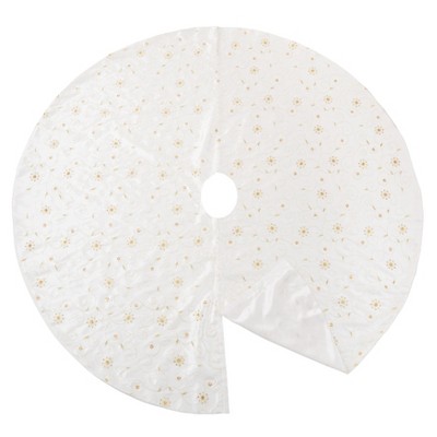 Ivory Embroidered and Sequined Polyester Christmas Tree Skirt, 54" Round