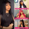Jessie's Wig Long Straigh Wig With Bangs Blended Human Hair Wigs for Women Soft Smooth Natural Black 18-38 Inch - 4 of 4