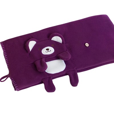 Slickblue Happy Bear Embroidered Coral Fleece Blanket - Soft & Cozy, 42.5" x 59.1", Machine Washable, Available in 5 Colors