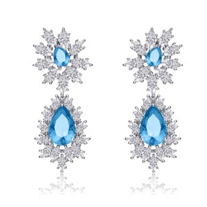 Guili Elegant Sterling Silver with Clear Cubic Zirconia Drop Earrings. Sparkling, Timeless Jewelry with a Sophisticated and Classic Design - 1 of 3