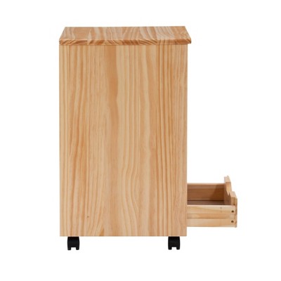 Natural Wood 6-Drawer Rolling Storage Cart
