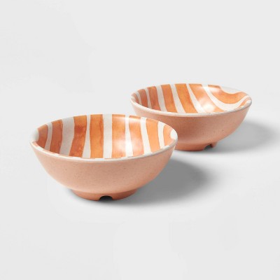 4.5oz 2pk Bamboo and Melamine Striped Mini Bowls Orange - Threshold™