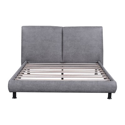 HomeRoots Dark Gray Tufted Upholstered Queen Bed Frame