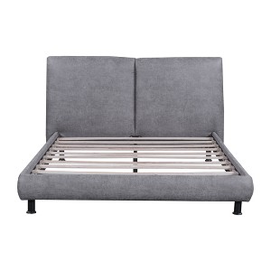 HomeRoots Dark Gray Tufted Upholstered Queen Bed Frame - 1 of 4