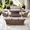 POCASSY 6 Inch Thick Cushion Patio Furniture Set with Swivel Glider Chairs, 8 Piece Patio Set with Brown Wicker Round Rattan and Olefin Cushion Cover - 4 of 4