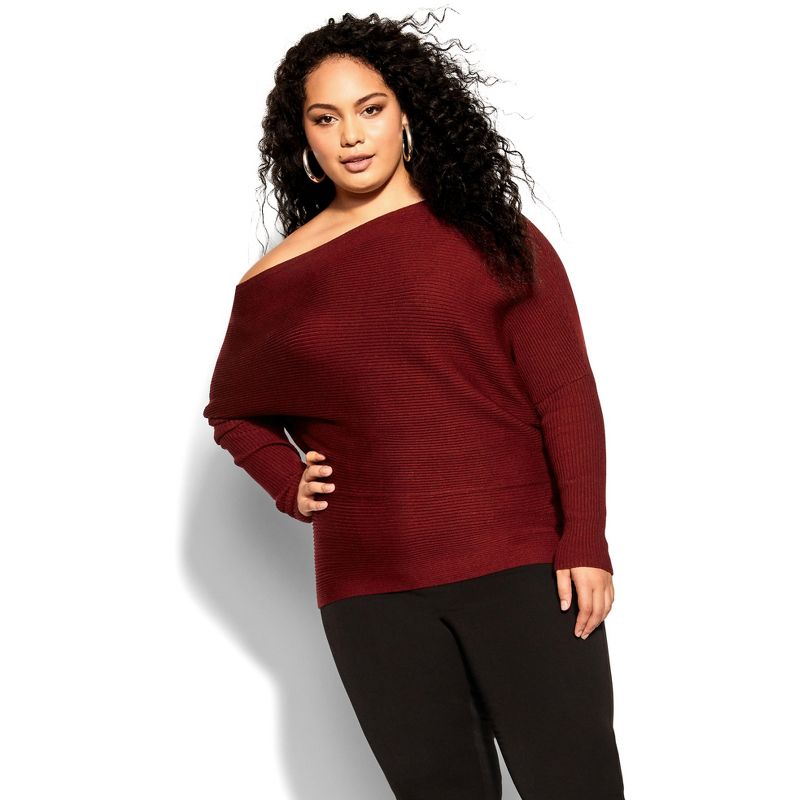 Women's Plus Size Stella Sweater - port | CITY CHIC, 1 of 4
