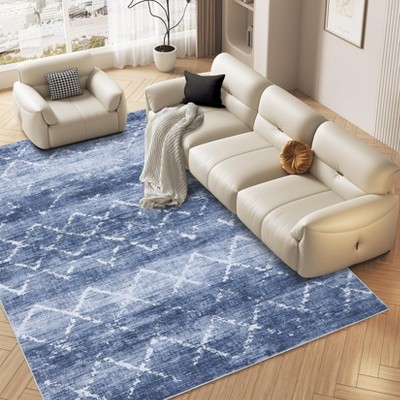 5x7 Machine Washable Modern Rugs for Living Room Soft Thin Non-Shedding Geometric Floor Cover Non-Slip Backing