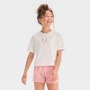 Girls' 2pc Short Sleeve T-Shirt & Boxer Shorts Pajama Set - art class™ - 3 of 4