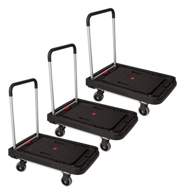 Magna Cart FF 4 Rubber 360 Degree Rotating Wheel Easy Folding Platform Transport Cart with Telescoping 36 Inch Handle