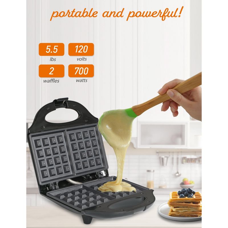 COMMERCIAL CHEF Waffle Maker, Nonstick Mini Waffle Maker, Black, 4 of 8