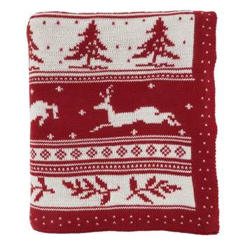 50"x60" Christmas Sweater Design Throw Blanket Red - Saro Lifestyle