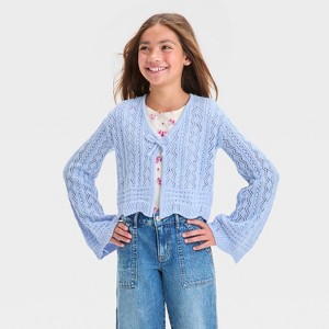 Girls' Open Knit Flyaway Cardigan - art class™ - 1 of 3