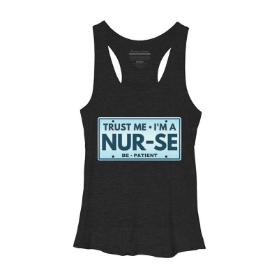 Women's Design By Humans Trust Me I'm A Nur-se License Plate By punsalan Racerback Tank Top