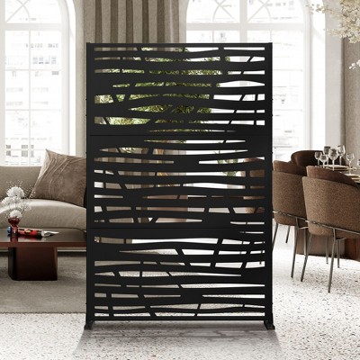 PexFix 72 in. x 47 in. Outdoor Privacy Rectangle Screen Galvanized Steel Panel Divider in Black