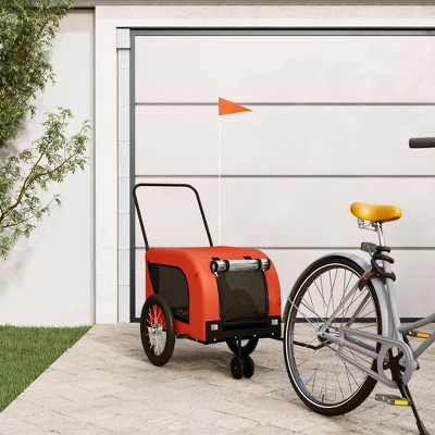 vidaXL Pet Bike Trailer Orange and Black Oxford Fabric and Iron 49.2" x 24.8" x 26"