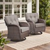 Belord Swivel Patio Chairs Set of 2, Wide Backrest Outdoor Swivel Glider Rocking Chairs with All Weather Brown Wicker with Comfort Thick Cushion - 3 of 4